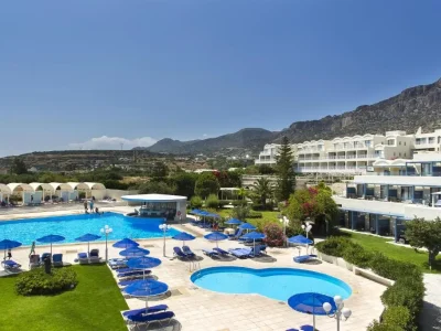 A view of the pool at Mare Blue Crete in Koutsounari. Mare Blue Crete car rental