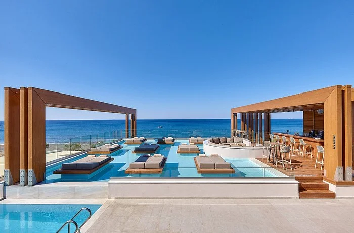 the view of the pool of Enorme Santanna Beach in Ierapetra, Crete